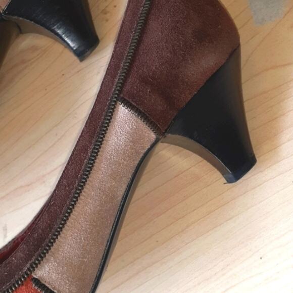 MARC BY MARK JACOBS Patchwork Pumps Size 7 SUEDE Heels Office Workwear Vintage - Picture 6 of 13